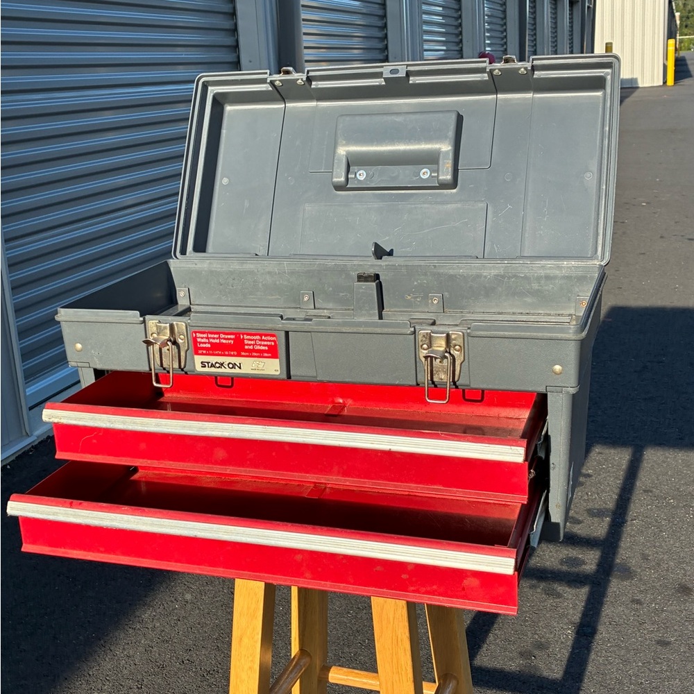 Stack On Tool Box Chest With 2 Metal Steel Drawers 22”